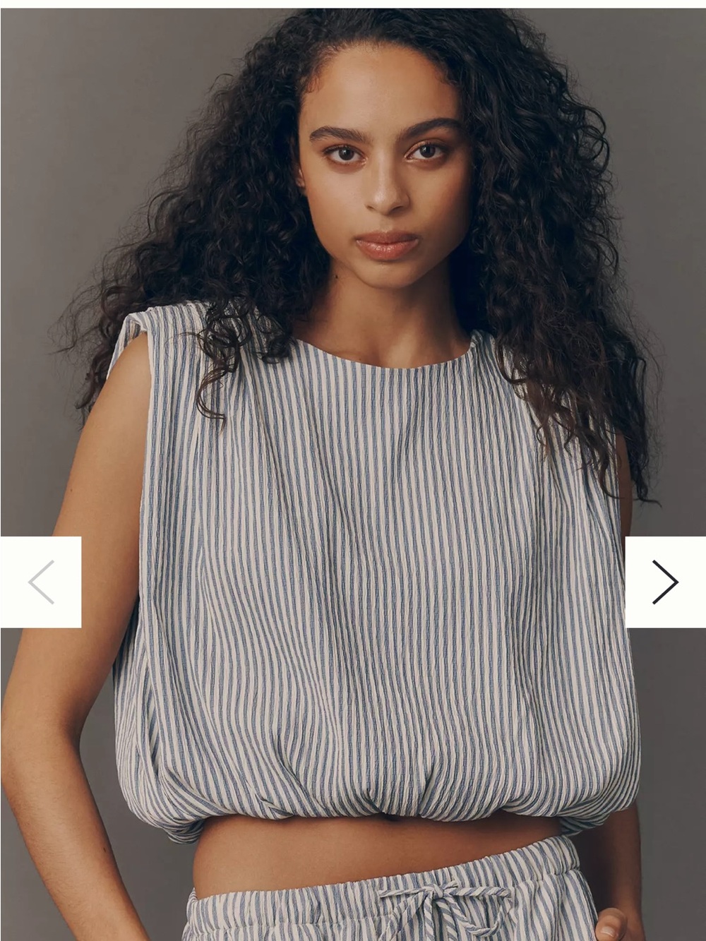 bishop + young Blue & White Striped Sleeveless Bubble Hem Tank